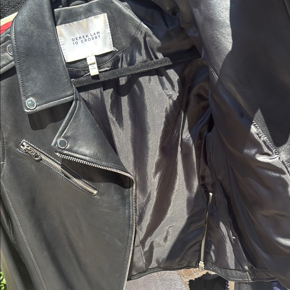 10 Crosby Derek Lam Black Leather Jacket Motorcycle Style - Picture 4 of 4